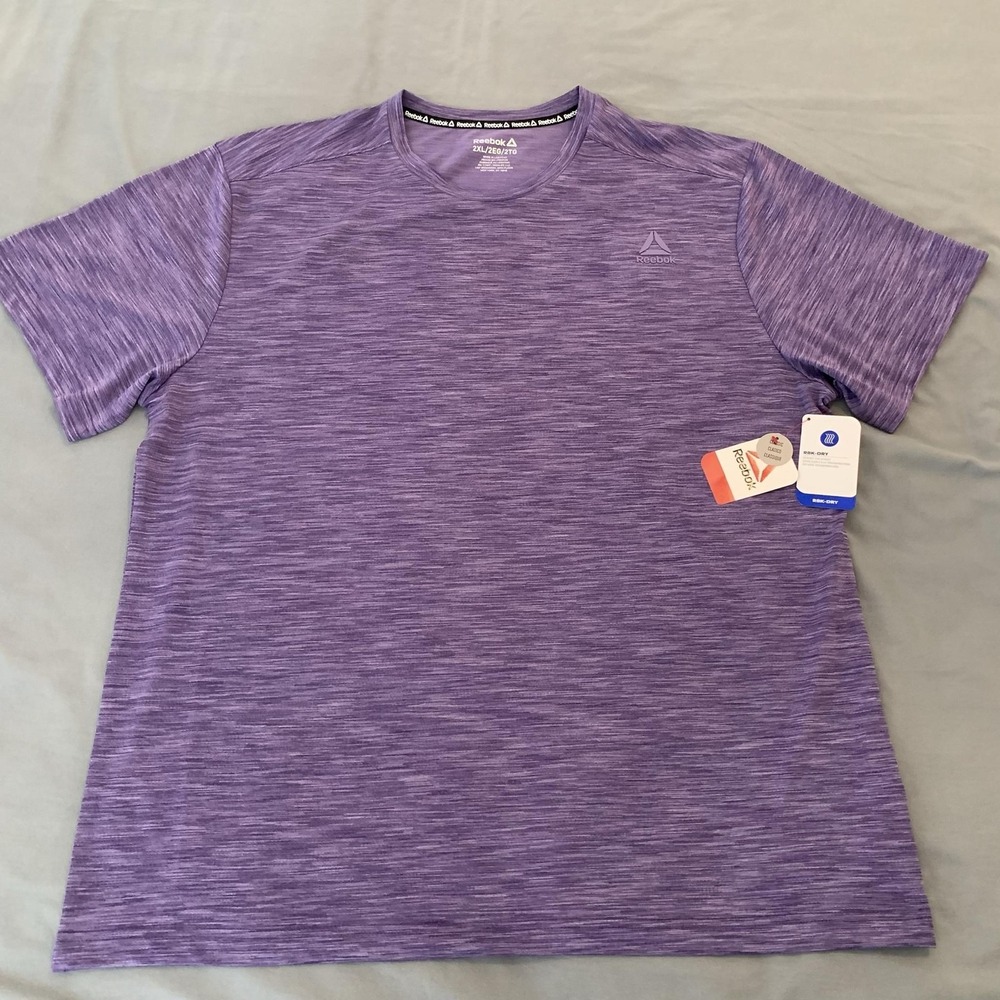 Reebok Shirt Mens 2XL Purple RBK-DRY Short Sleeve Active T-Shirt Gym Running